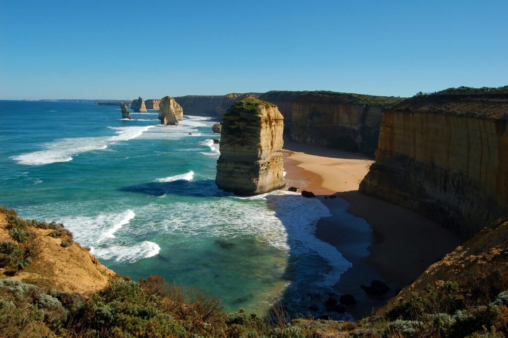 Stunning scenic shot of the 12 Apostles along the Great Ocean Road in Victoria, Australia.